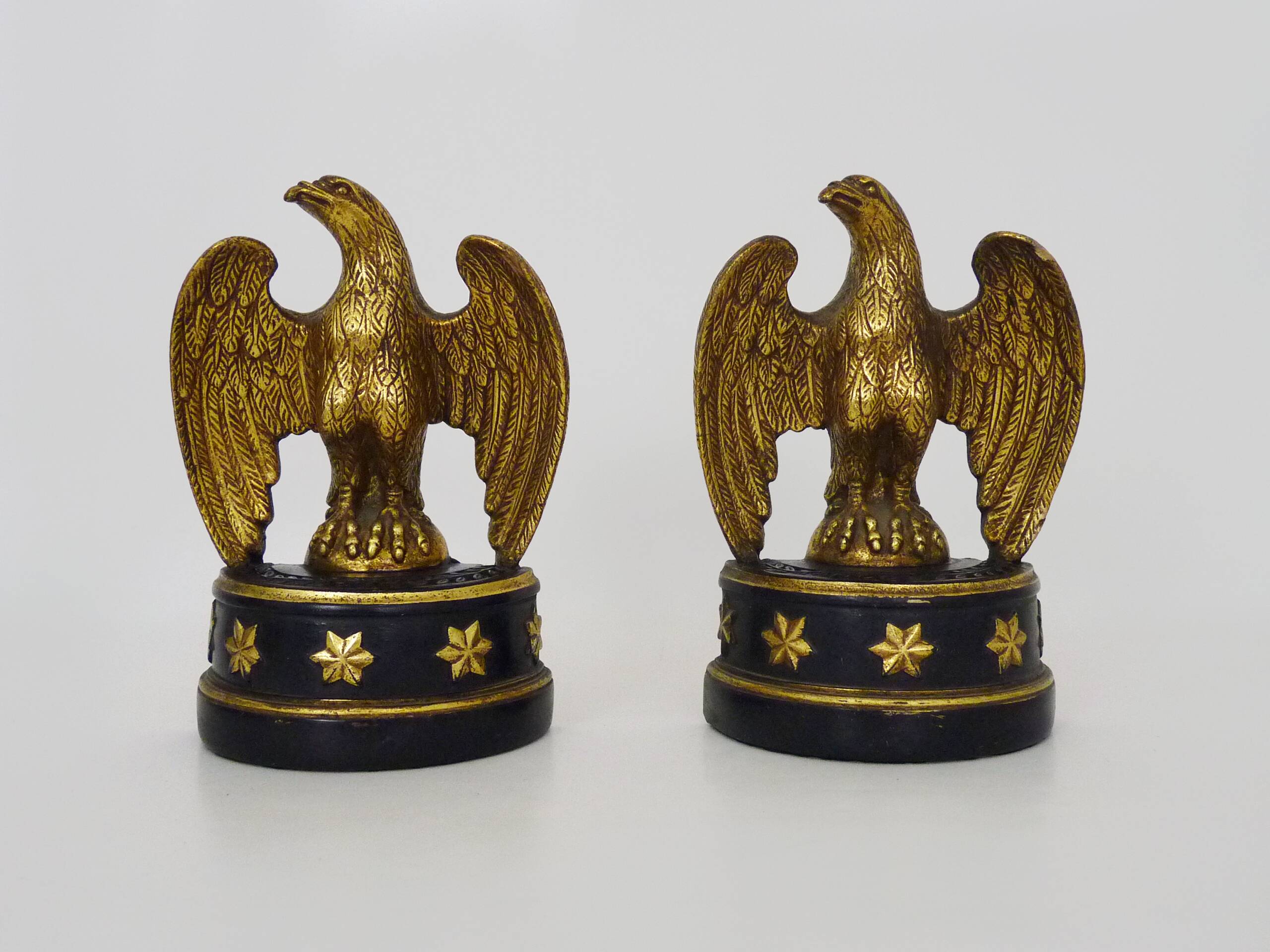 Pair of Hollywood Regency golden eagle bookends by Borghese. 60s