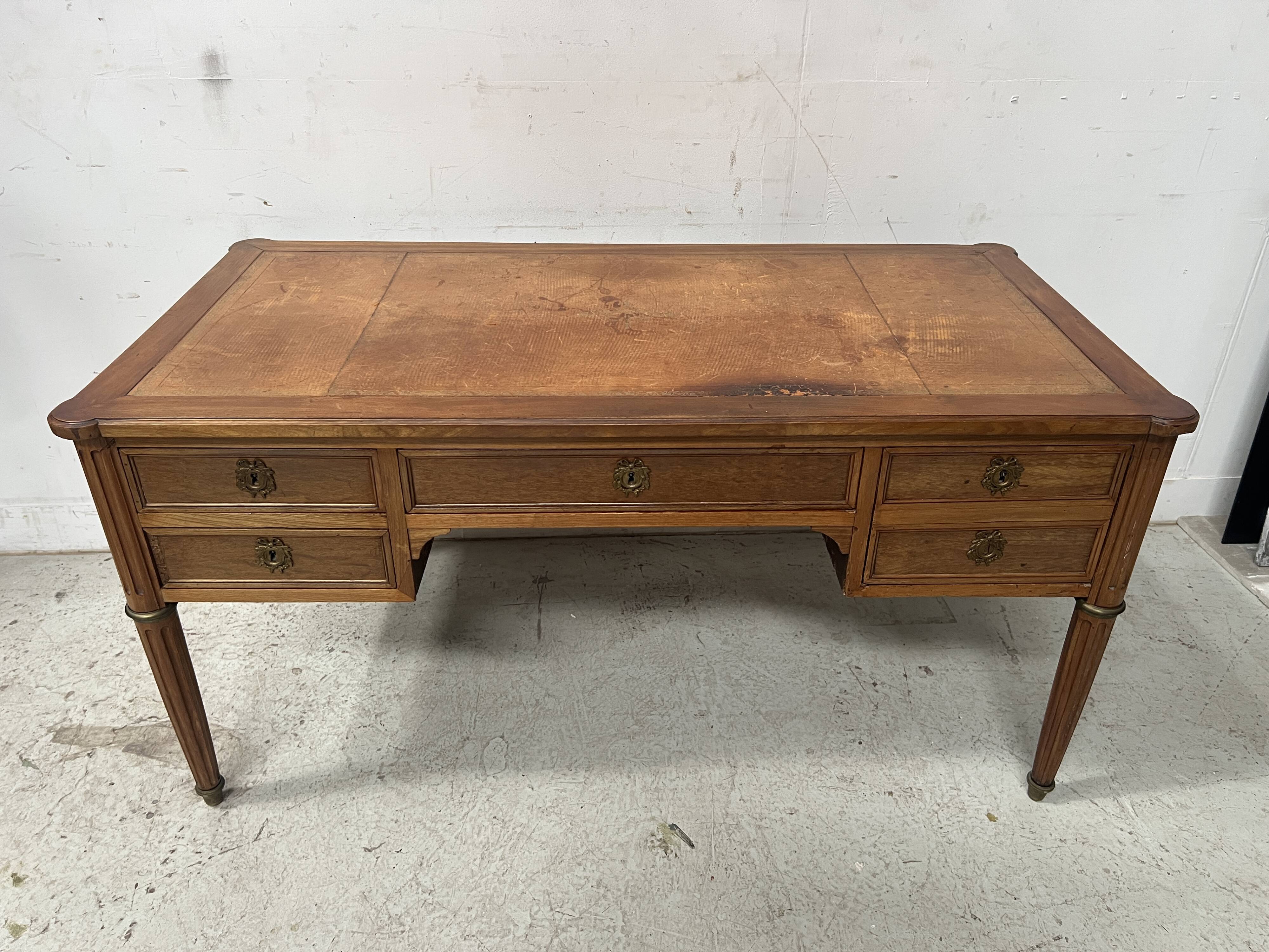 Louis XVI style walnut desk from the late 19th century.