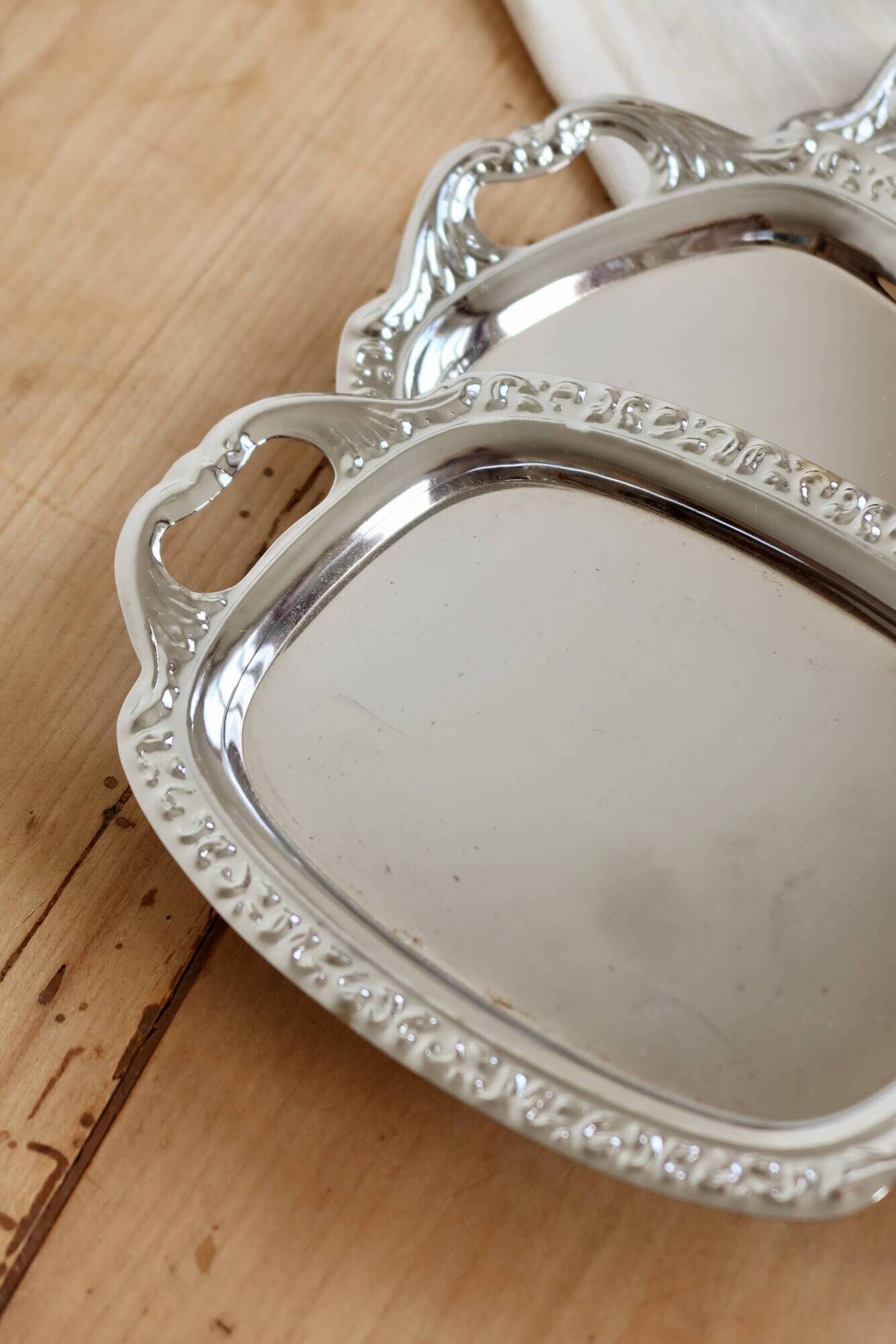 Trio de mini plateaux vintage métal argenté