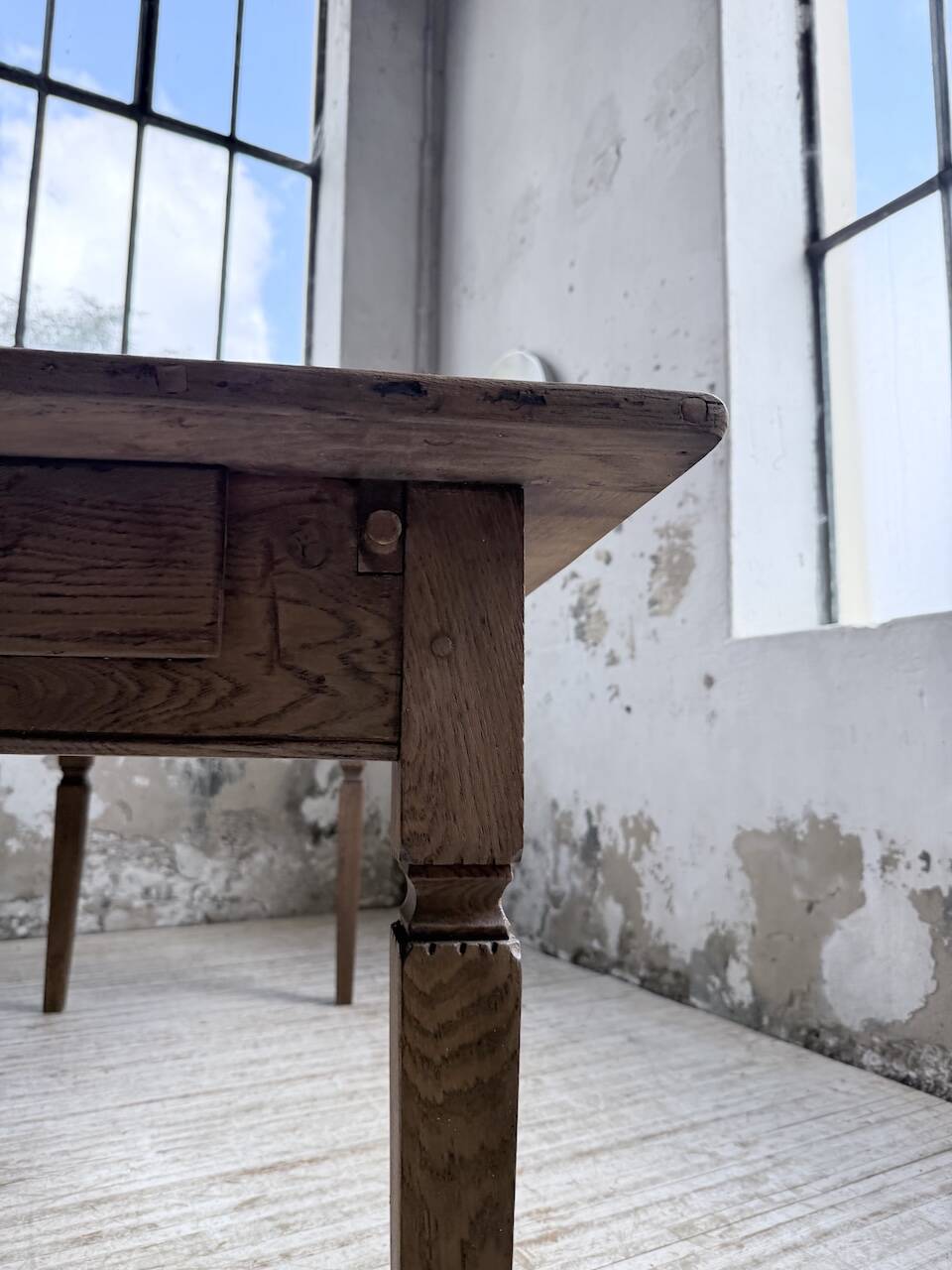 Solid oak farmhouse table with extensions (190-280cm) 1950