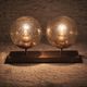 1970s Czech Space Age Double Wall Light with Amber Bubble Glass Globes