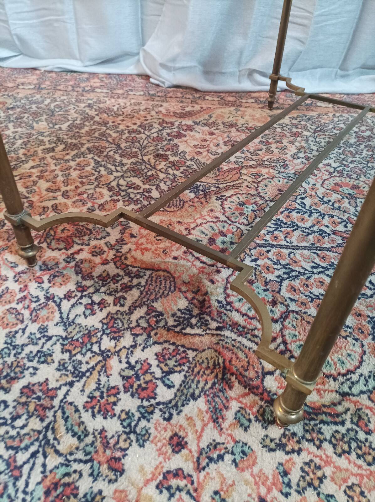 Vintage coffee table in brass and glass