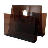 Vintage magazine rack in smoked plexiglass, Italian design from the 70s