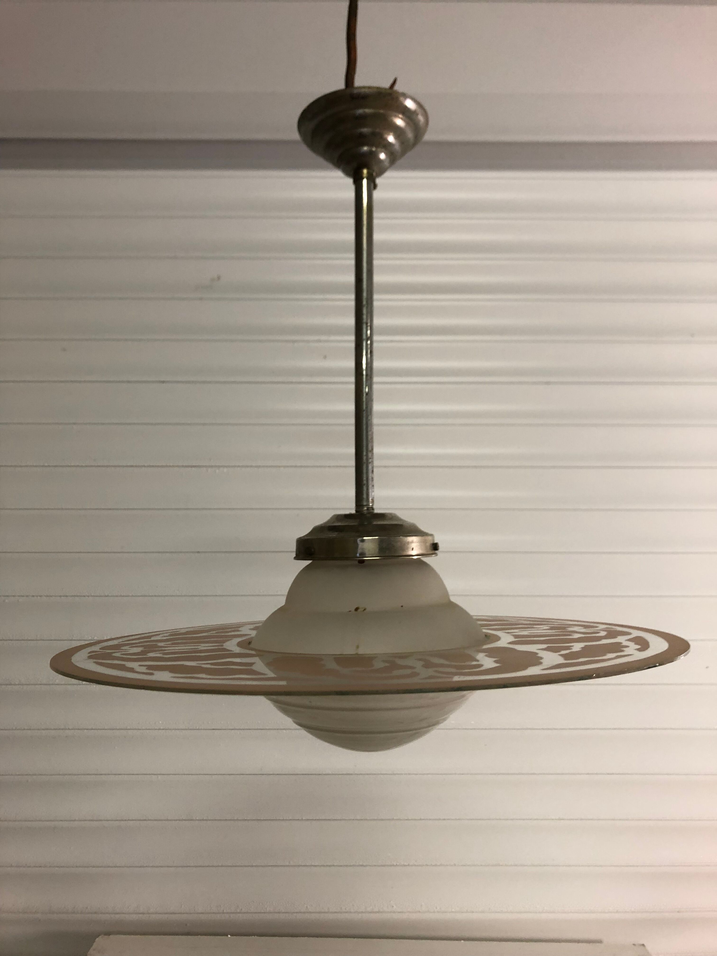 Vintage glass disc hanging lamp