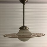 Vintage glass disc hanging lamp