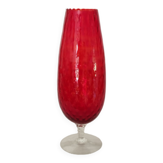 Vase haut verre empoli rouge vintage