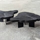 Table basse bois brûlé