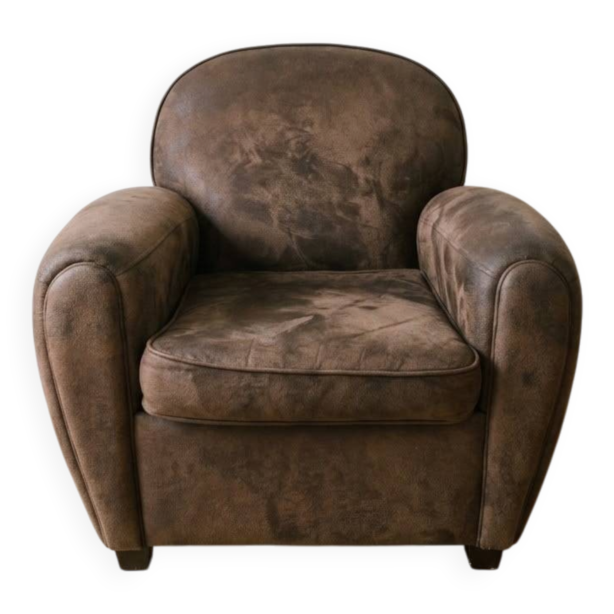 Vintage retro brown fabric club chair
