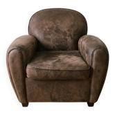 Fauteuil club vintage Rétro en tissu marron