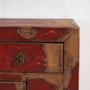 Antique pine sideboard with original red paint – China, circa 1920
