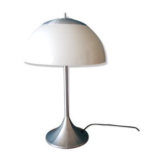 Lampe champignon blanche et alu brossé