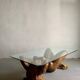 Vintage hand-carved wooden female nude sculpture coffee table