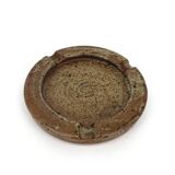 Vintage speckled brown glazed stoneware ashtray