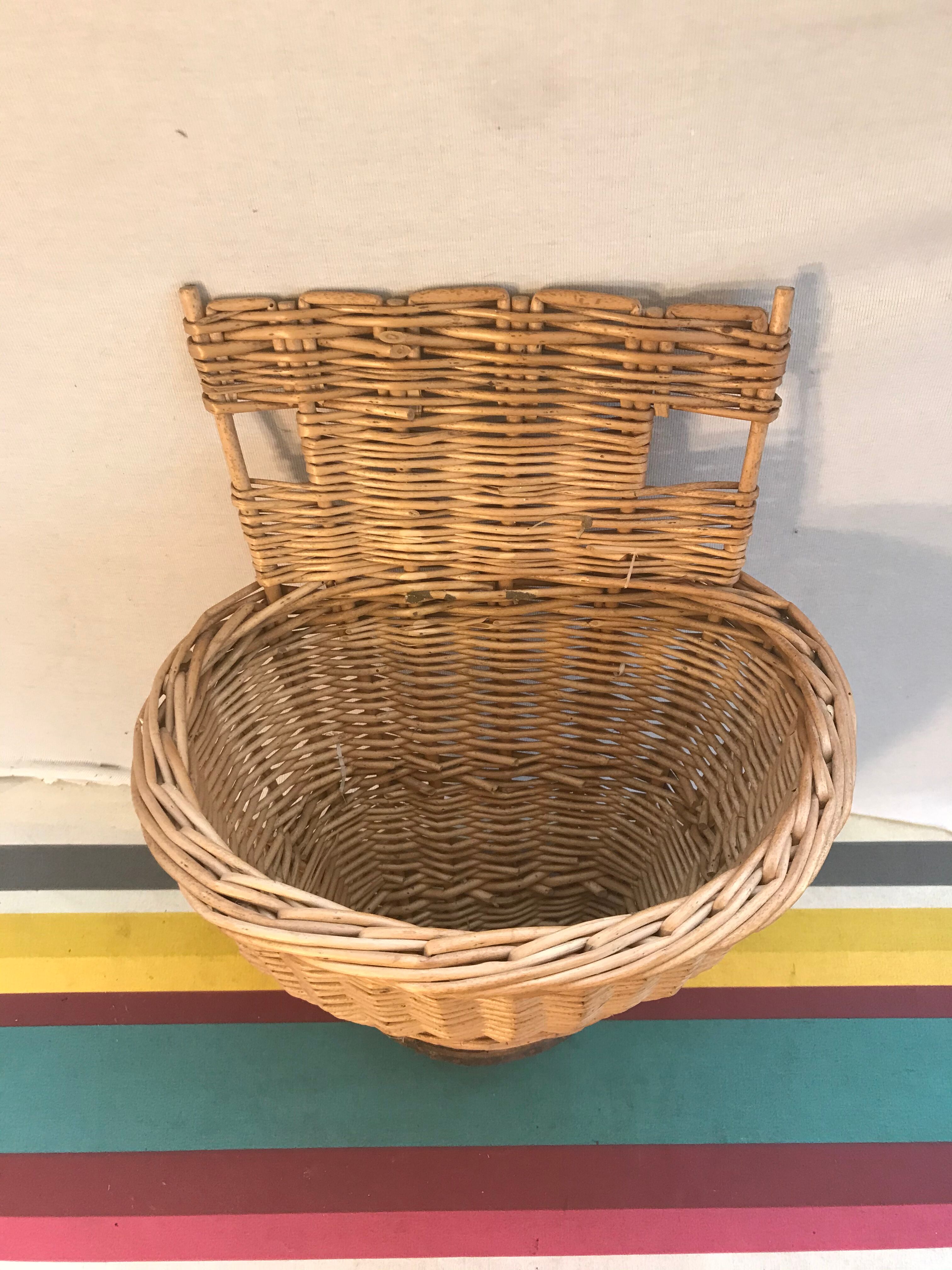 Ancien panier vendange cueillette en osier tressé décoration vintage