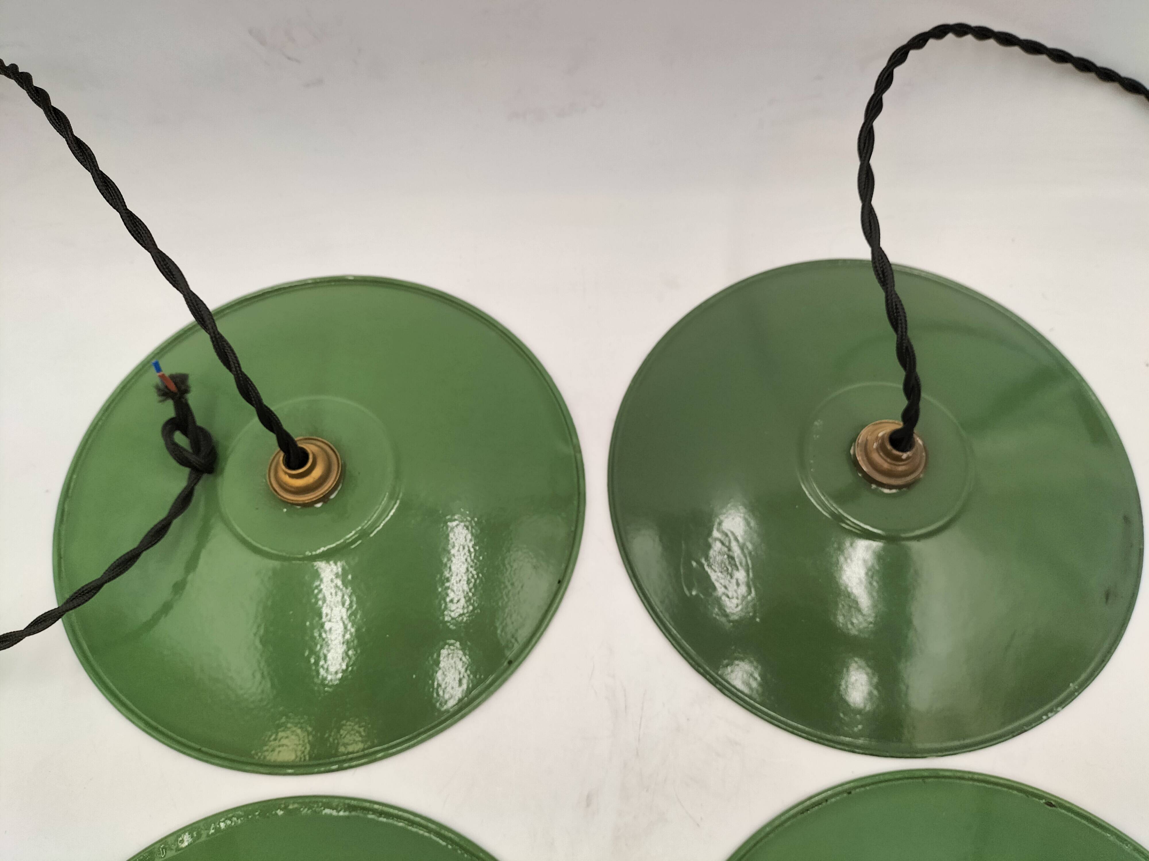 Enameled sheet metal pendant lights