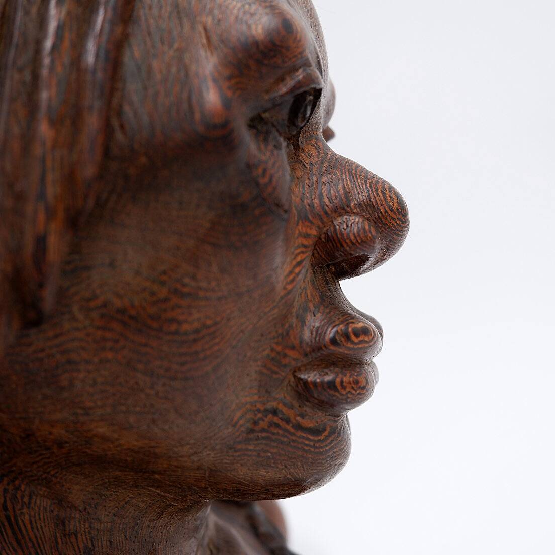 African bust of Joseph Bansimba carved in wenge - 20th century