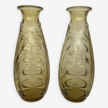 Pair of large yellow glass vases from the 1940s