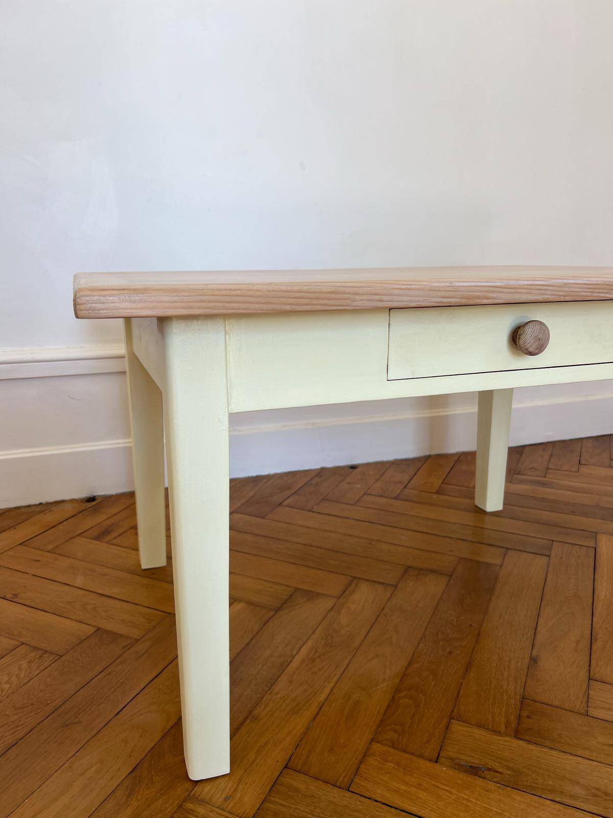 Yellow solid wood coffee table