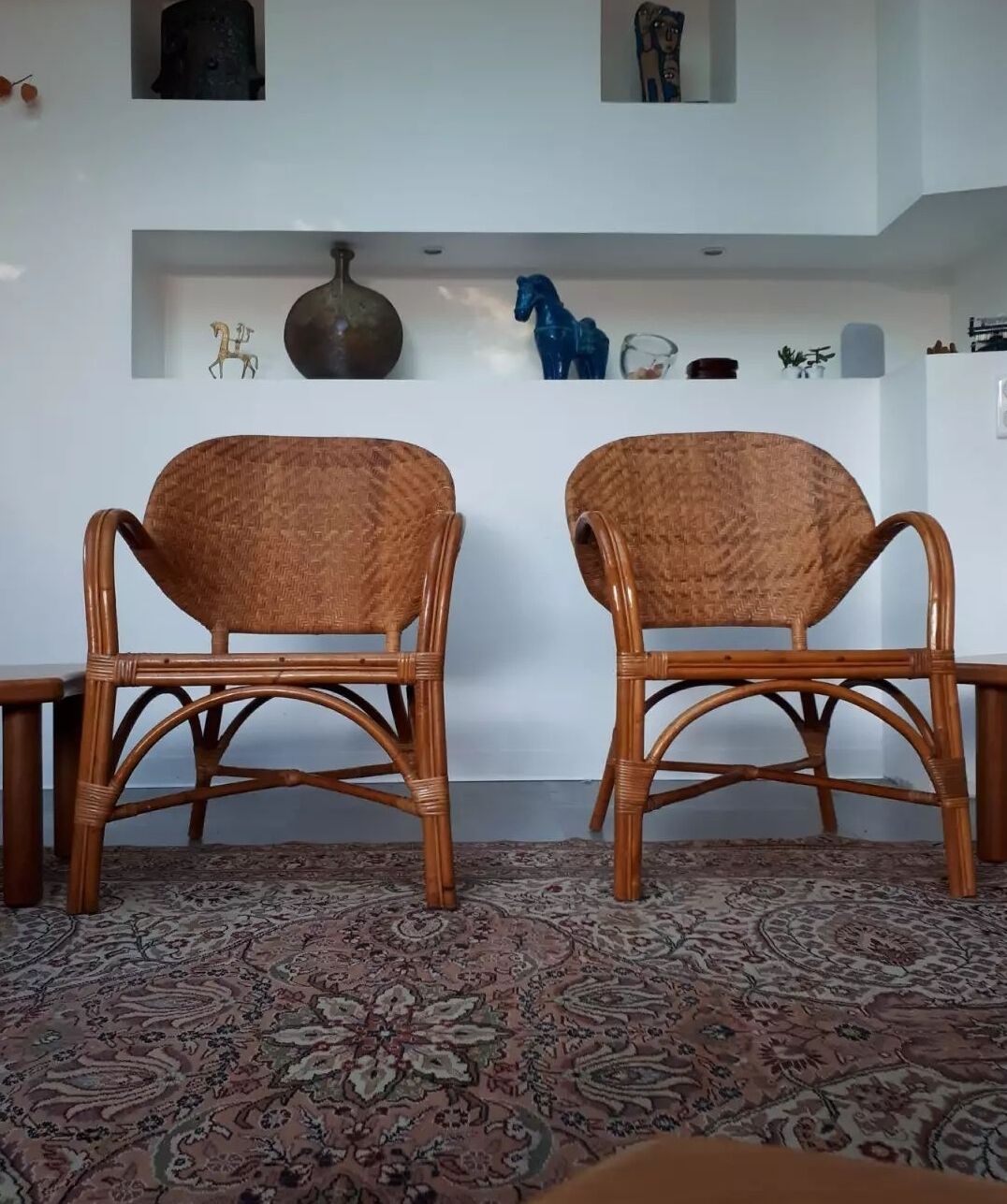 Pair of rattan armchairs