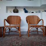 Pair of rattan armchairs