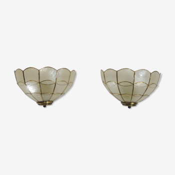 Pair of mother-of-pearl /vintage wall lamps