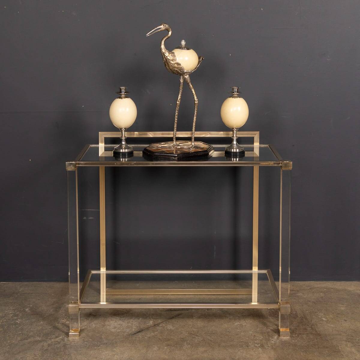 20thC French Brass & Lucite Console Table By Pierre Vandel c.1970