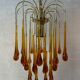 Vintage amber-coloured 'Teardrop' chandelier