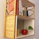 Rattan and bamboo shelf Years 60-70 revamped