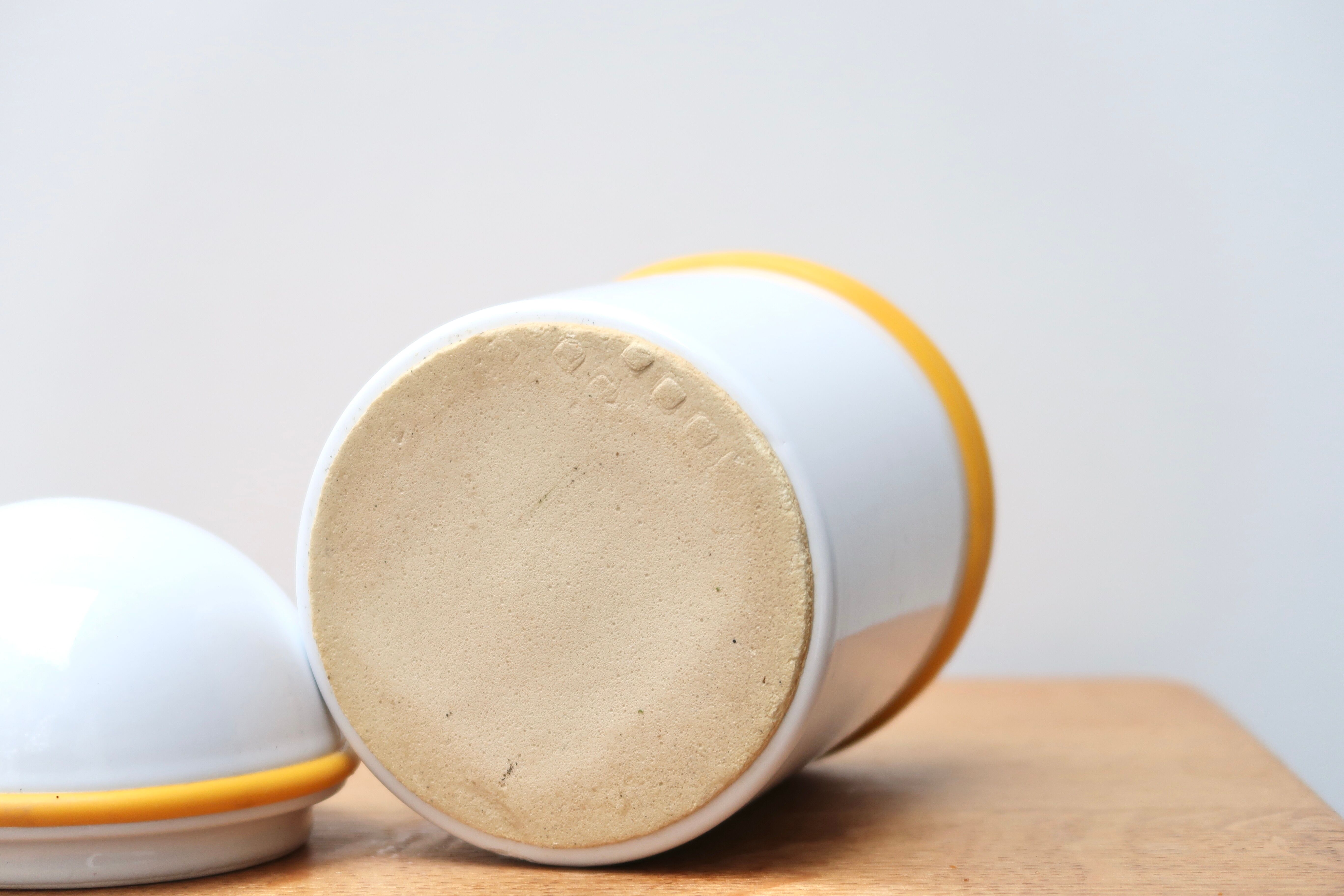 White and yellow ceramic box, 80s