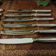 Set of 12 silver metal knives brand Alfénide with their case