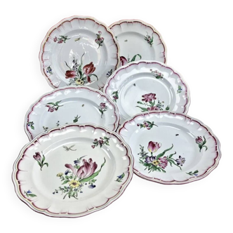 6 anciennes assiettes plates de table Luneville modèle China  réverbère