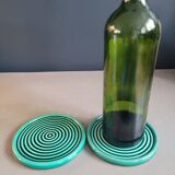 Pair of green porcelain bottle coasters