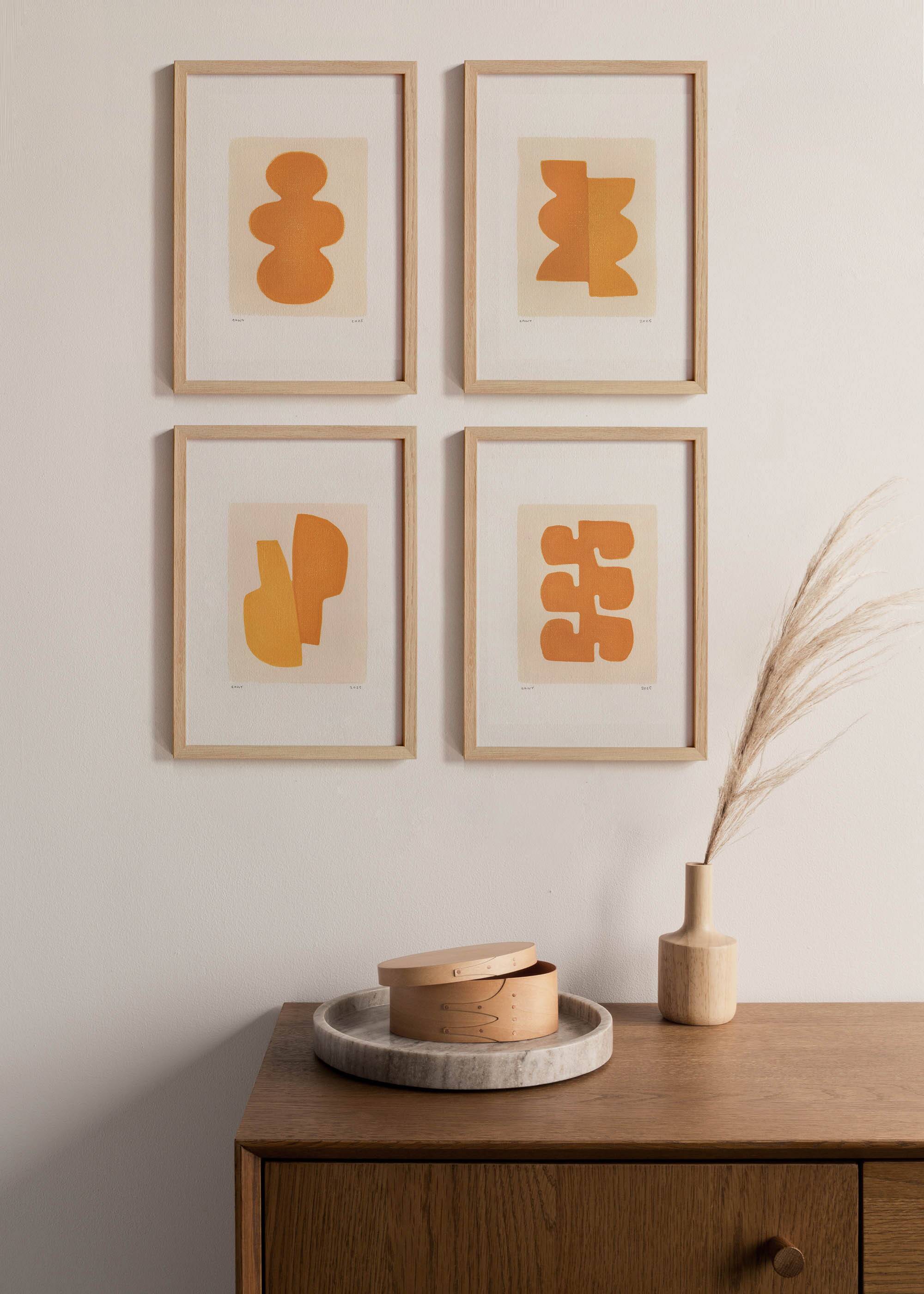 4 illustrations abstraites - tableaux et peintures signées Eawy