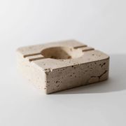 Vintage alabaster ashtray from the 1960s, beige stone, mid-century design, San Gimignano, Italy.