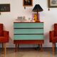 Commode Tchèque bois et formica vert d'eau