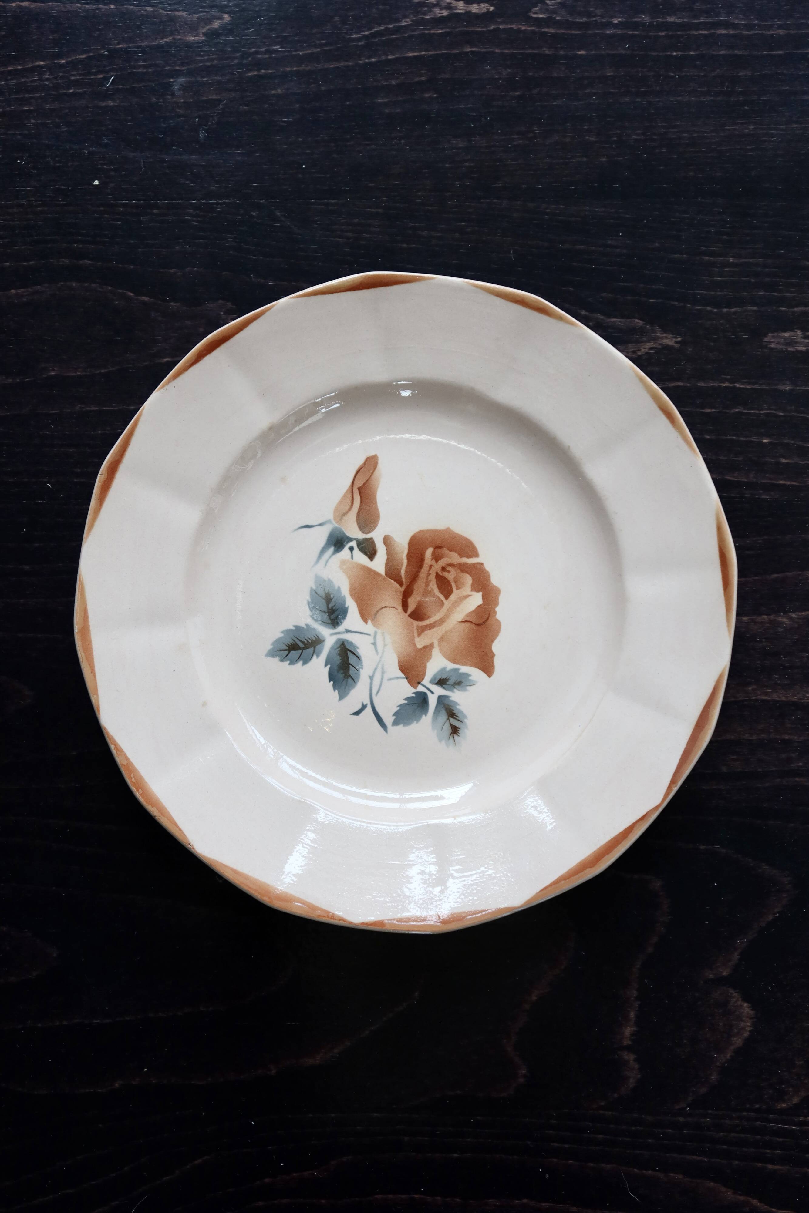 Round serving dish vintage faience Digoin Sarreguemines 9181