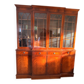 Bibliothèque vitrée en acajou flammé – années 50 – 215 cm