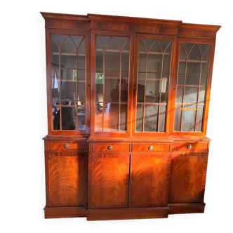 Glass-fronted mahogany bookcase – 1950s – 215 cm