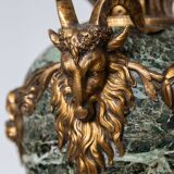 Cassolette, covered vase in green marble, head of rams, LouisXV XIXX