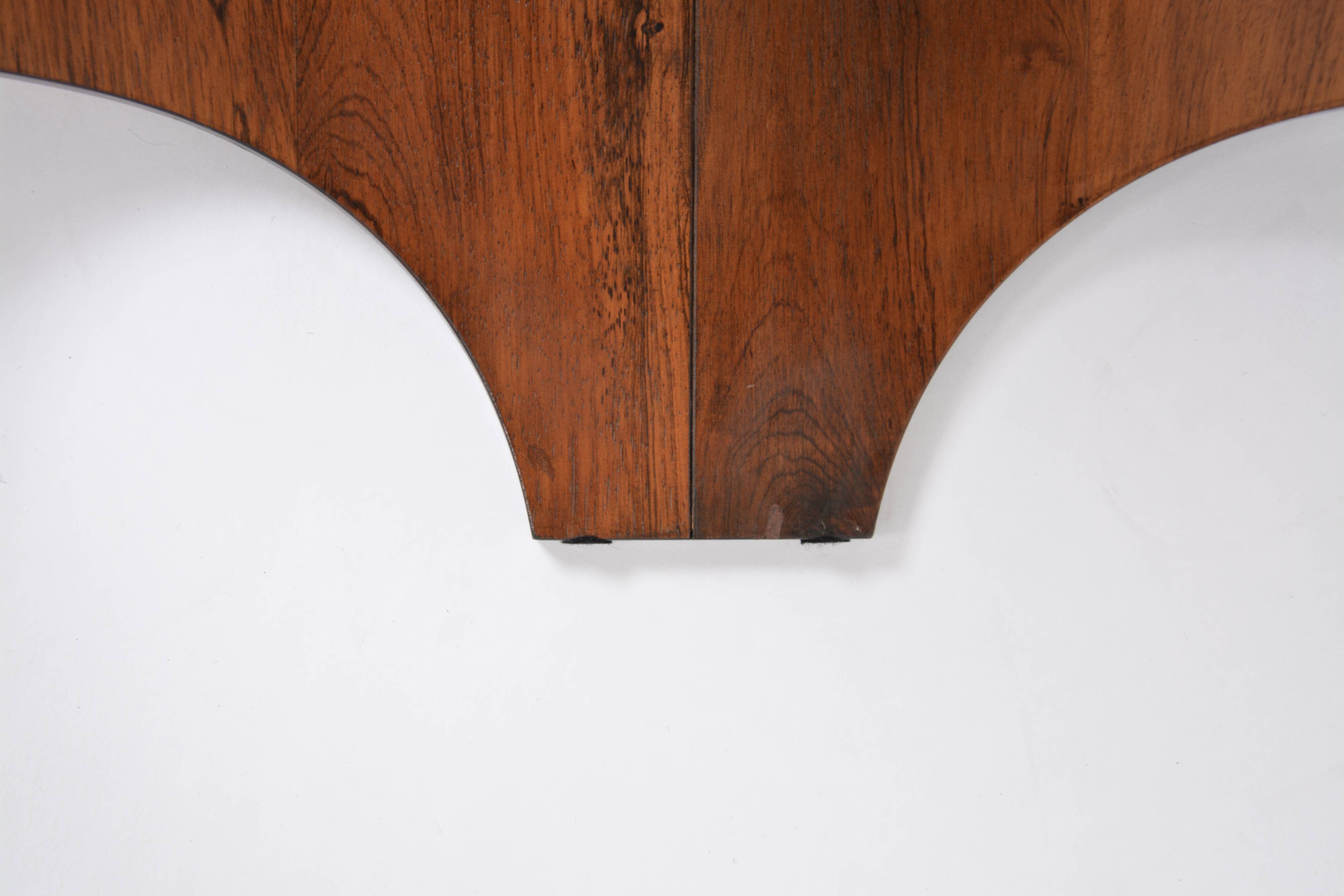 Mid-Century Circular Coffee Table with Wooden Base and Glass Top