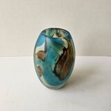 Polychrome blown glass ovoid vase signed Mdina - Circa 1960