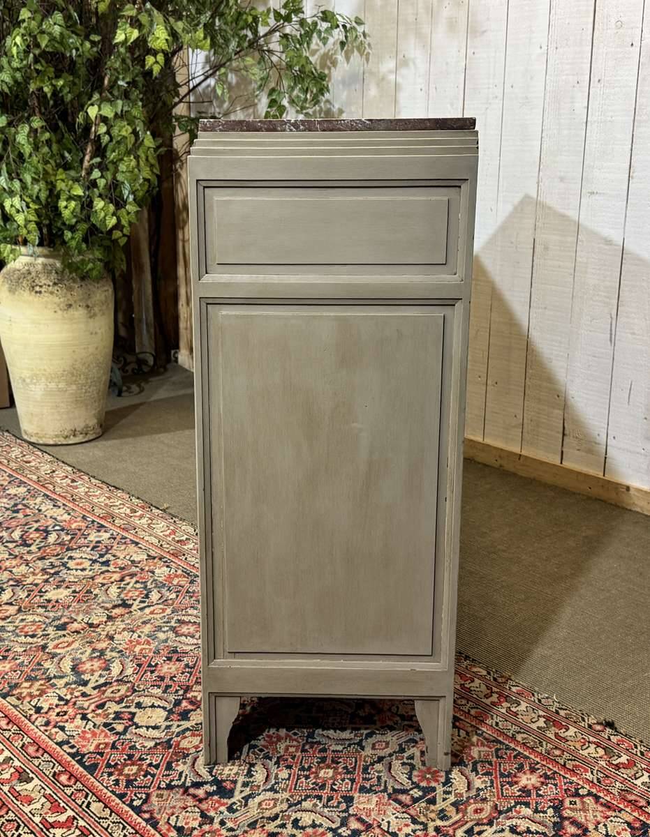Art Deco sideboard in walnut, oak and marble top.