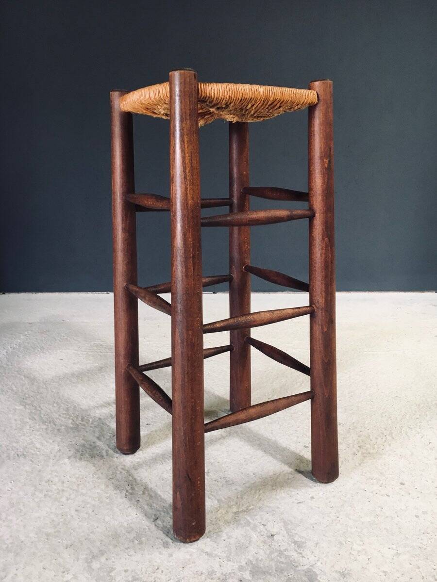 Brutalist bar stool by Charles Dudouyt, France, 1940s.