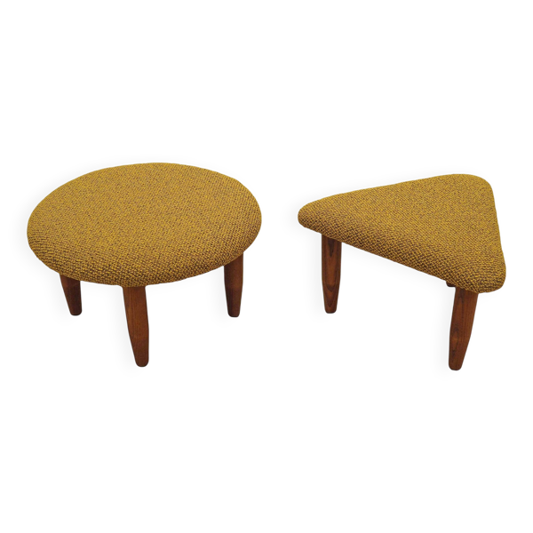 Ensemble de deux poufs moutarde, design danois, années 1990, production : Danemark