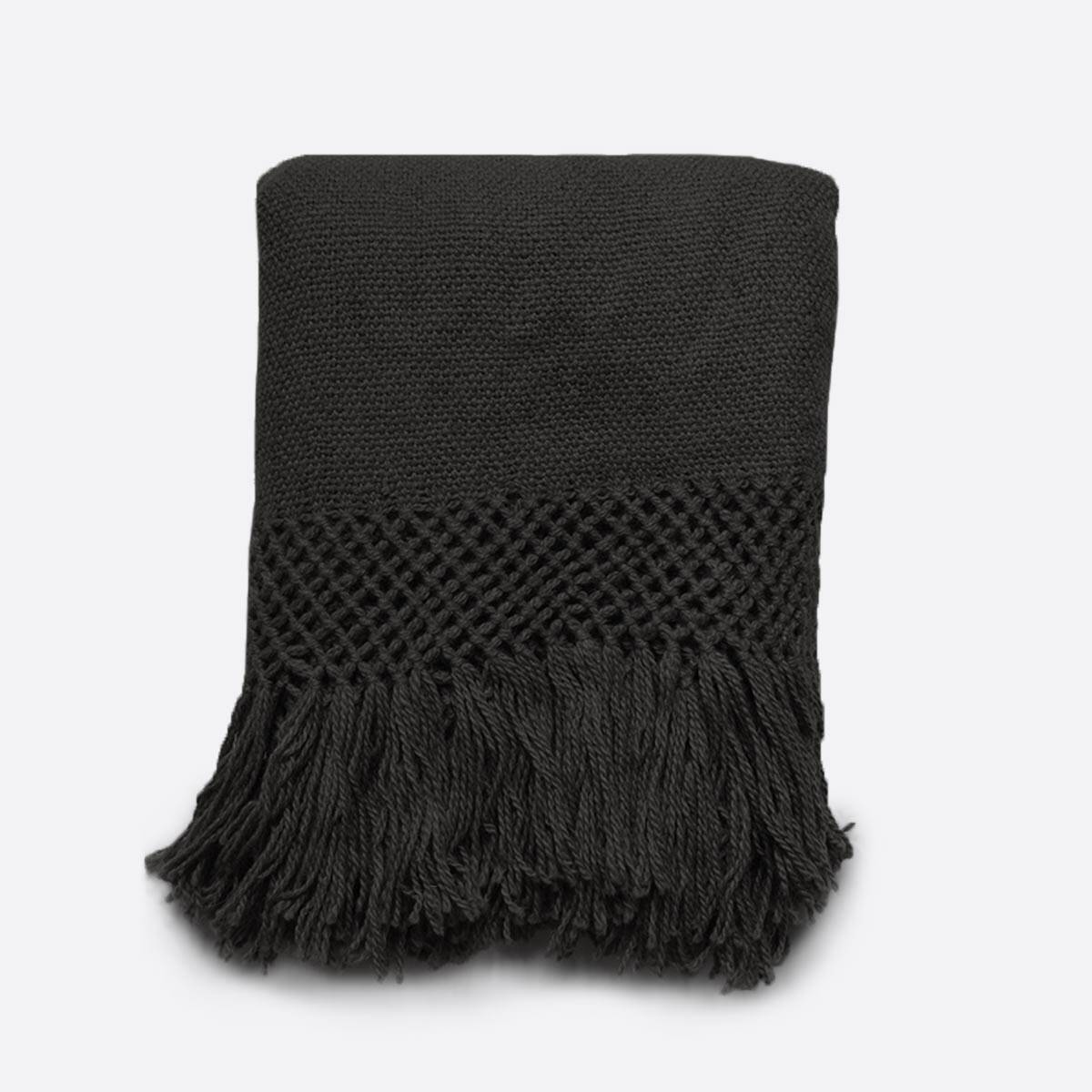 Hand-woven blanket 100% pure black llama wool
