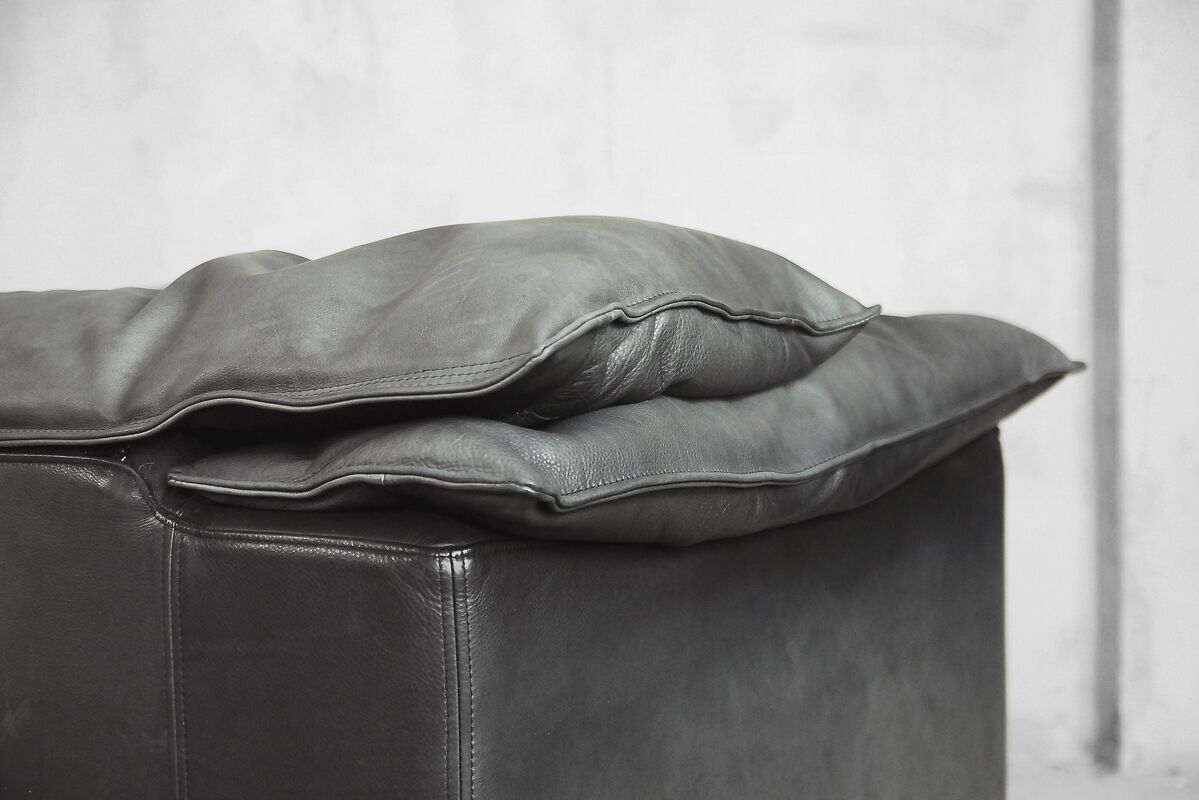 Grey Leather Danish Monza Armchairs by Jens Juul Eilersen for Niels Eilersen, 1970s, Set of 2