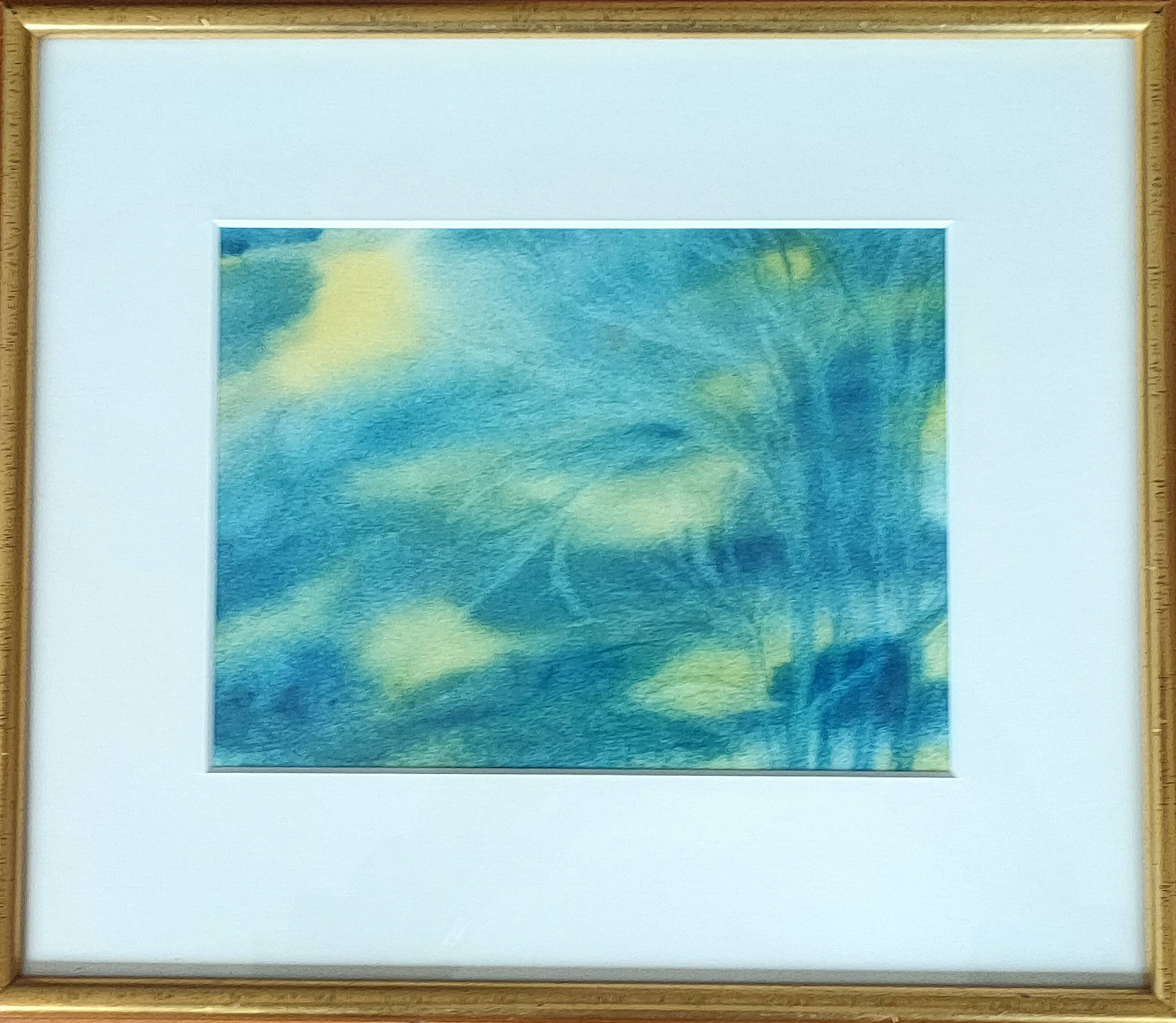 Illegible signature painting – Grease pencil – Fairytale landscape – Vintage 1970