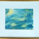 Illegible signature painting – Grease pencil – Fairytale landscape – Vintage 1970