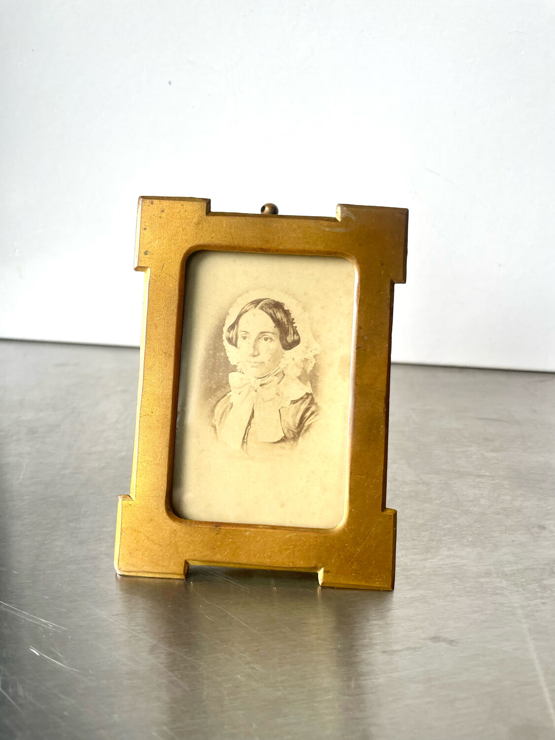Antique  Metal Photo Frame gold colored brass  frame