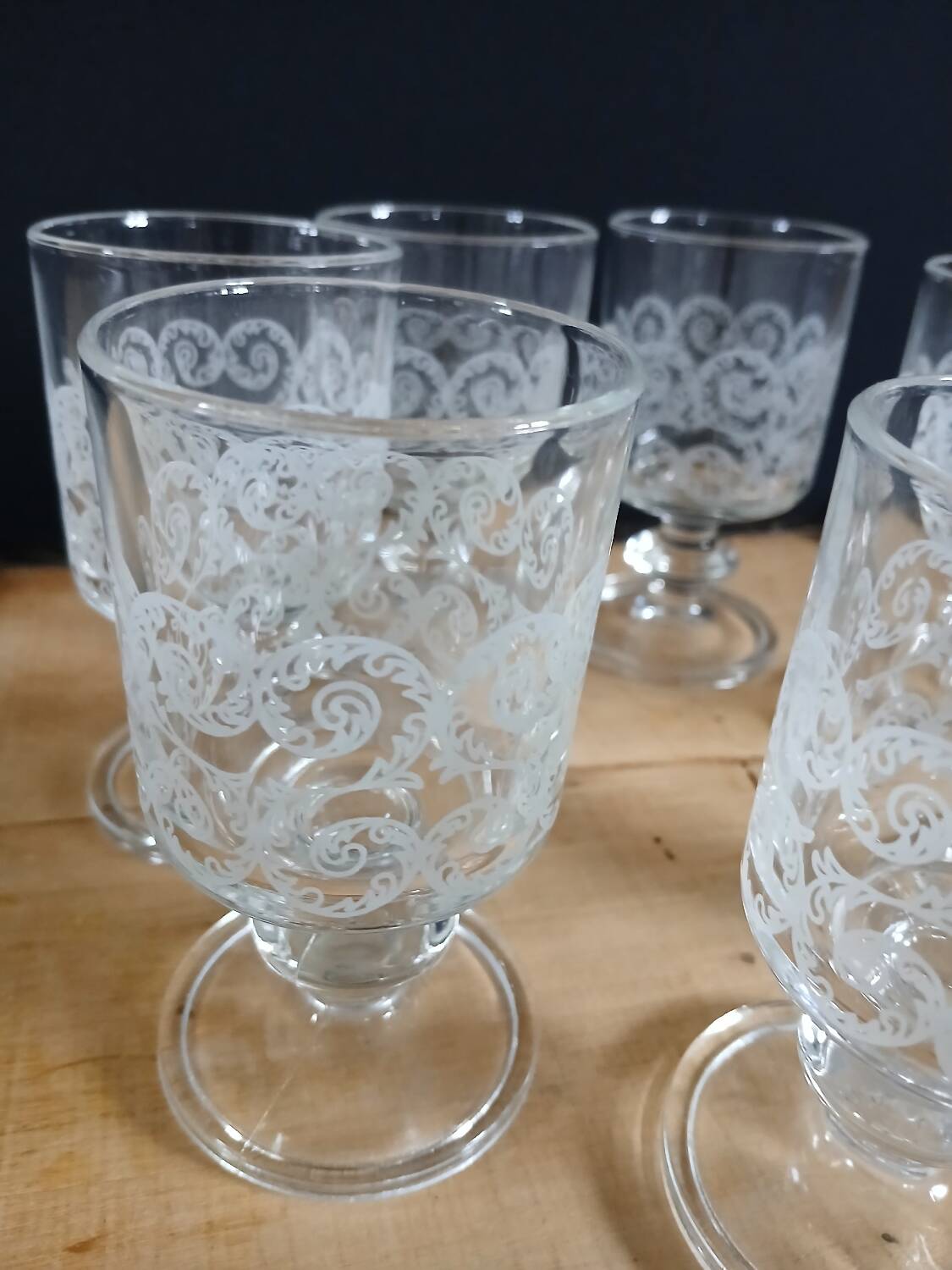 7 vintage wine glasses